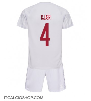 Danimarca Simon Kjaer #4 Seconda Maglia Bambino Mondiali 2022 Manica Corta (+ Pantaloni corti)